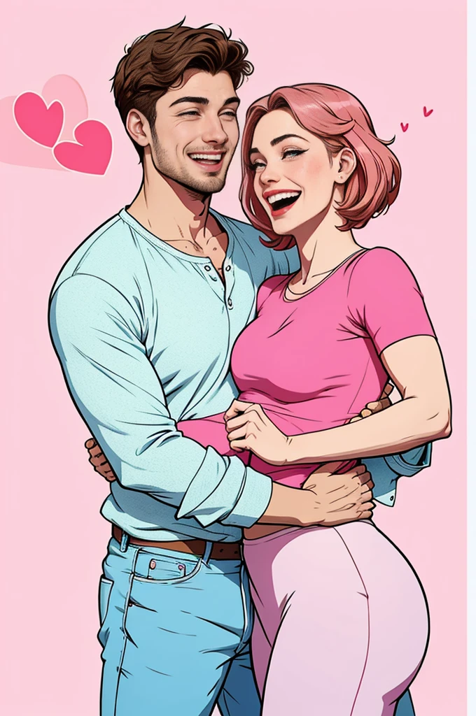 Heartwarming poster for TV show Heartstopper, featuring Nick and Charlie, central position, laughing, connecting, soft pastel background, --ar 4:3