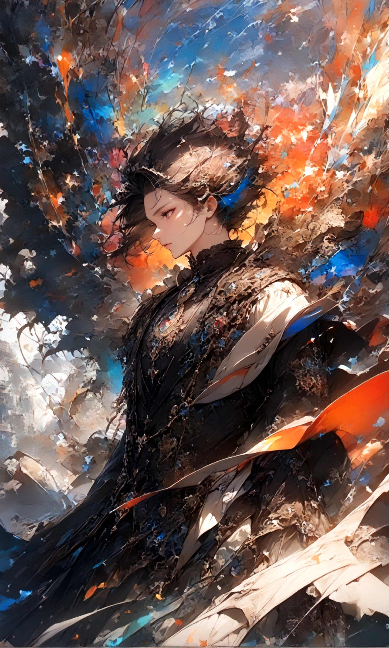 1 male,,Intricate details,Wide range of colors,artwork,rendering,(masterpiece:1.3),(Highest quality:1.4),(Very detailedな:1.5),High resolution,Very detailed,unity 8k wallpaper,Decadent,Wind