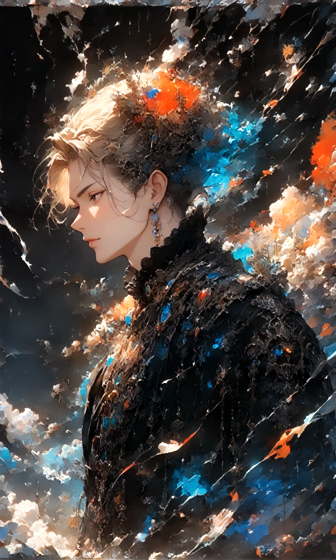 1 male,,Intricate details,Wide range of colors,artwork,rendering,(masterpiece:1.3),(Highest quality:1.4),(Very detailedな:1.5),High resolution,Very detailed,unity 8k wallpaper,Decadent,Wind