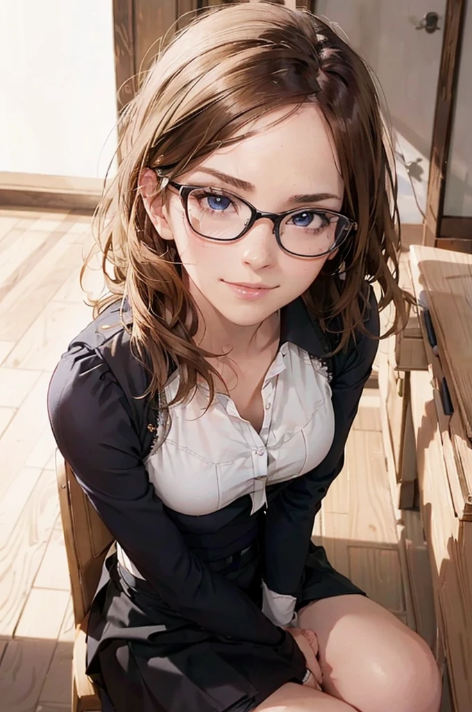 Masterpiece, 最high quality, high quality, High resolution, high quality texture, high quality shadows, High resolution, Beautiful details, Detailed CG, Detailed Texture, Realistic representation of face, Realistic, colorful, delicate, Cinematic Light, Side light, Lens flare, Ray Tracing, sharp concentrated, (1 Girl,concentrated:1.3), ( Intricate details, compensate, PureErosFaceV1:0.5), (細部まで美しいdelicateな顔, 緻密で美しいdelicateな瞳, Perfect Facial Proportions, Dense skin, Optimal ratio of four fingers to one thumb,Unified 8k wallpaper, Arms under chest, Modest chest, Wide Hips, Smooth upper abdomen, 35 years old, blue eyes, glasses, air fortress hair, blonde hair, house wife, the gaze of true love, lips of temptation, A look full of compassion ,a smile full of love, i love you, Acting lovey-dovey, I love you so much I'm crazy,
cabin attendant uniform,white blouse,tight fitting black skirt,black stockings, excellent secretary ,working as a secretary, wooden desk, wooden chair