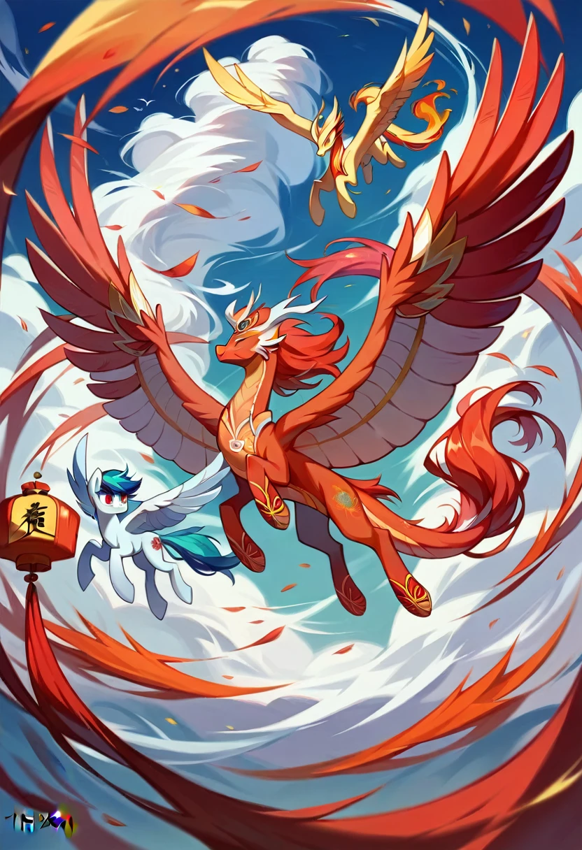 offcial art, 8k unified wallpapers, ultra detaild, beautiful and aesthetic, work of art, best qualityer, (tangle, tangle, entangle), ) ,, very detailled, (shiny colors), oc, (half: 1.2), china, (thangka flying sky: 1.5), (), (), (1.5), Chinese dragon, Chinese phoenix, (ssmile: 0.5), (Chinese deity),