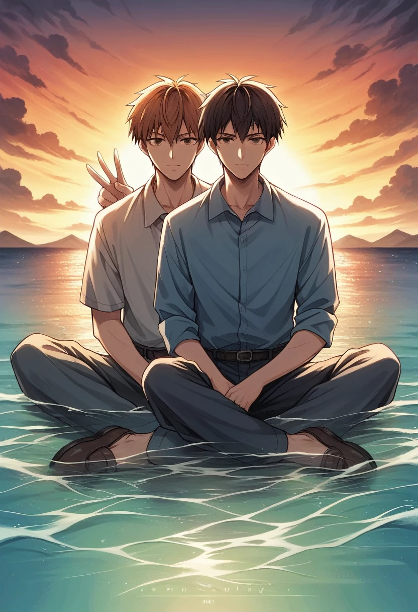 anime landscape of a boy sitting near the shore of a sea with, sunset with hellish orange and red clouds, anime nature wallpaper, Beautiful anime scene, beautiful anime peace scene, makoto shinkai cyril rolando, Beautiful anime scene, amazing wallpaper, anime art wallpaper 8k, animated background, art animated background, 4k anime wallpaper, 4k anime art wallpaper, wallpapers anime art 4k,