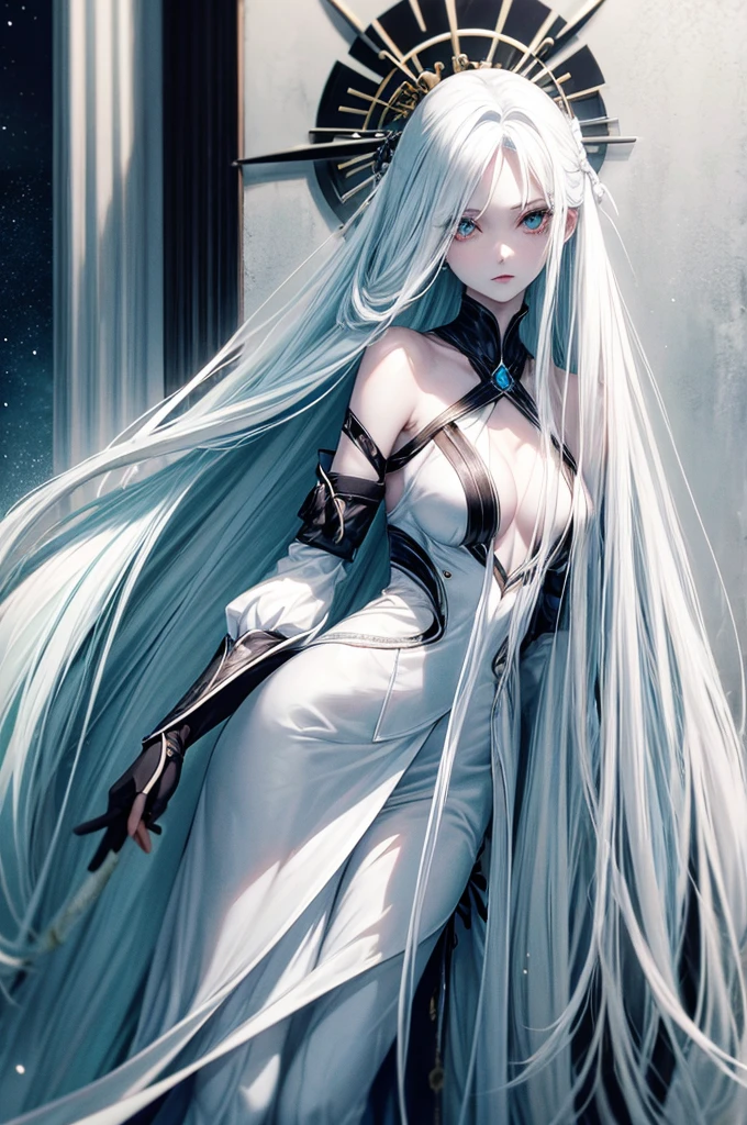 A pale-skinned woman, very long white hair, yeux de chat turquoise !!! long Nodachi, armure en plaque sexy noir !!! {{{{head of&#39;artwork}}}}, {{{super detailed}}}, {{{high resolution}}}, {{good anatomy}}, (((best quality))), ((an extremely delicate and beautiful)), {{an extremely detailed and delicate}}, {Background&#39;8k cg screen}, {{illustration}}