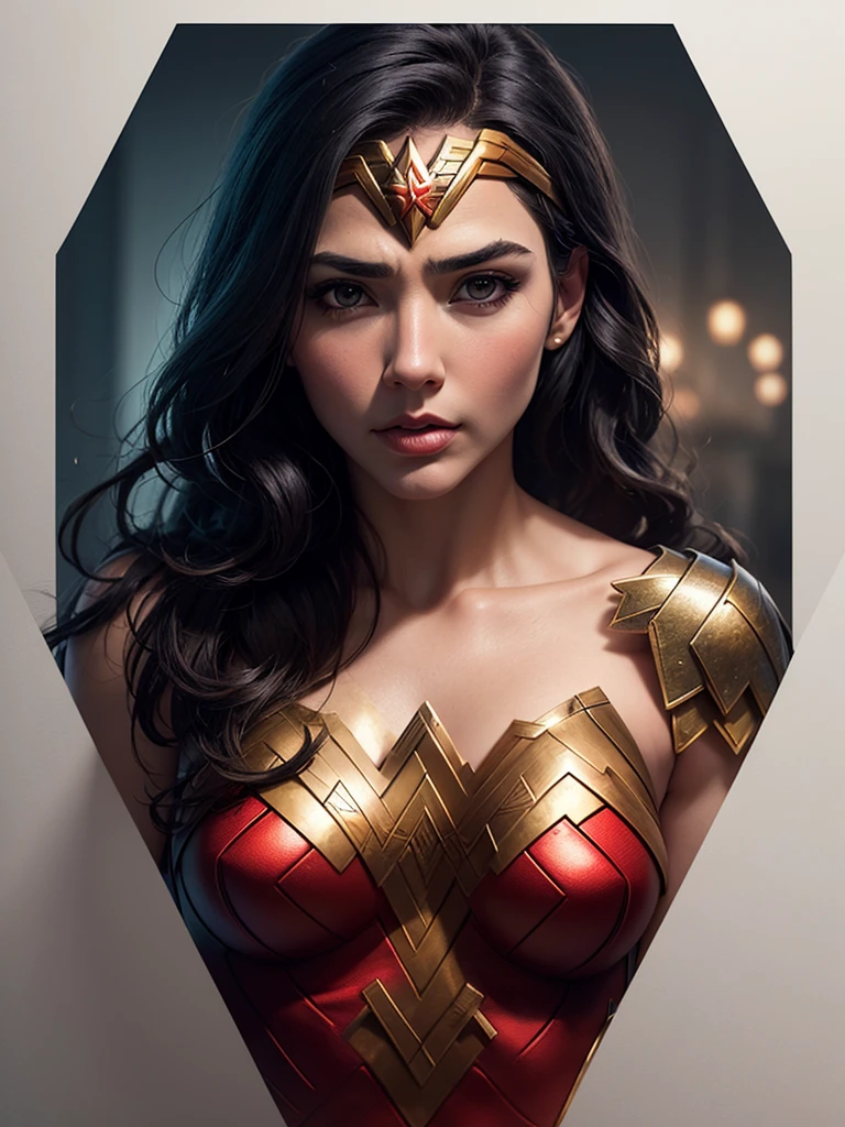 Wonder Woman, TM Samurai, intricate face details, poster style, icons, vibrant colors, vector style, digital art, 4K, intricate details, mesmerizing, professionally made, beautiful vector illustration, 12K resolution, 3D, all characters in detailed full body, highly detailed, vibrant, ultra high quality, Hyperrealism, Photorealism, octane render]