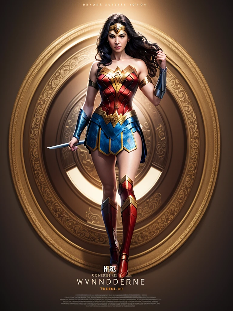 Wonder Woman, TM Samurai, intricate face details, poster style, icons, vibrant colors, vector style, digital art, 4K, intricate details, mesmerizing, professionally made, beautiful vector illustration, 12K resolution, 3D, all characters in detailed full body, highly detailed, vibrant, ultra high quality, Hyperrealism, Photorealism, octane render]