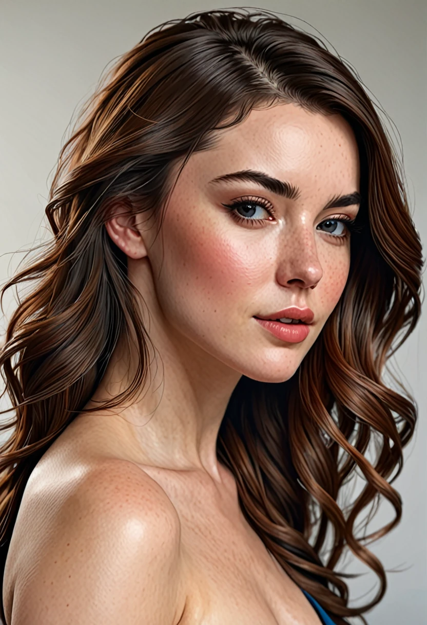 Beautiful sideways realistic woman