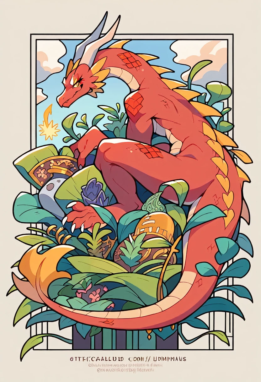 Very detailed art, very detailed chinese dragon,the color of the red scales with gold details, cannabis plants around very detailed (very detailed marijuana plants) (em um grow) o grow tem que ser bem detalhado com leds on top of the plants ( on top of the plants) (fractal art 2.0),