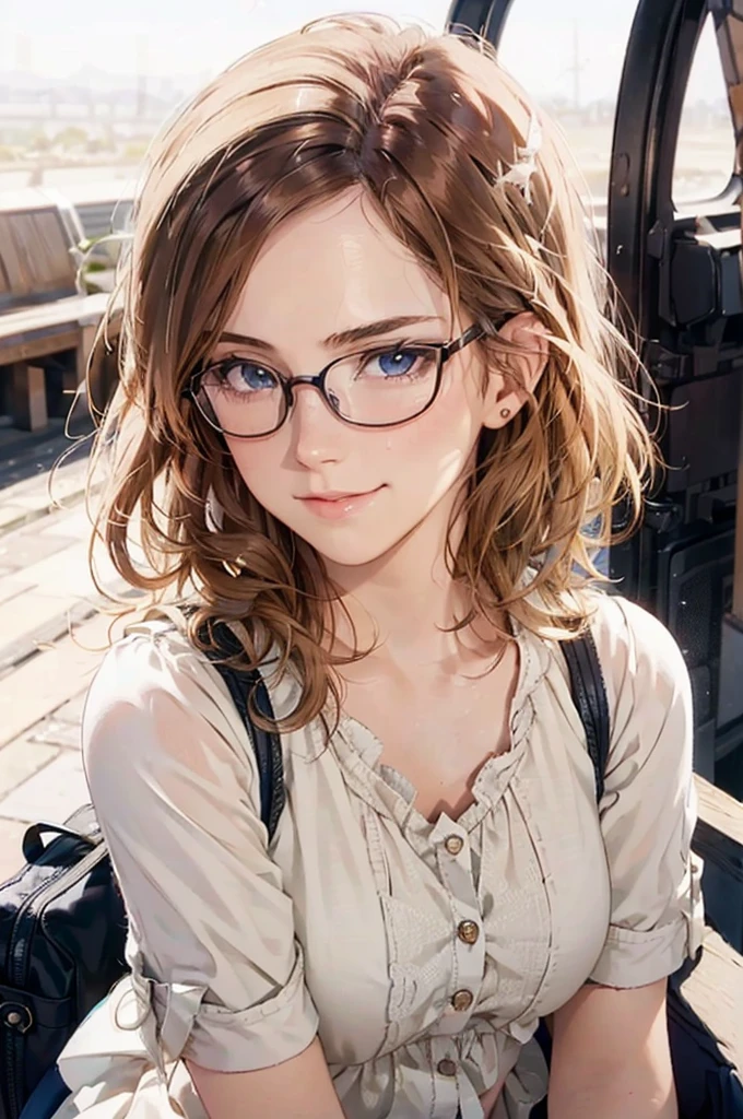 Masterpiece, 最high quality, high quality, High resolution, high quality texture, high quality shadows, High resolution, Beautiful details, Detailed CG, Detailed Texture, Realistic representation of face, Realistic, colorful, delicate, Cinematic Light, Side light, Lens flare, Ray Tracing, sharp concentrated, (1 Girl,concentrated:1.3), ( Intricate details, compensate, PureErosFaceV1:0.5), (細部まで美しいdelicateな顔, 緻密で美しいdelicateな瞳, Perfect Facial Proportions, Dense skin, Optimal ratio of four fingers to one thumb,Unified 8k wallpaper, Arms under chest, Modest chest, Wide Hips, Smooth upper abdomen, 35 years old, blue eyes, glasses, air fortress hair, blonde hair, house wife, the gaze of true love, lips of temptation, A look full of compassion ,a smile full of love, i love you, Acting lovey-dovey, I love you so much I'm crazy,
England, St. Pancras station, platform, adventure journey, morning of departure with the one you love, large travel bag