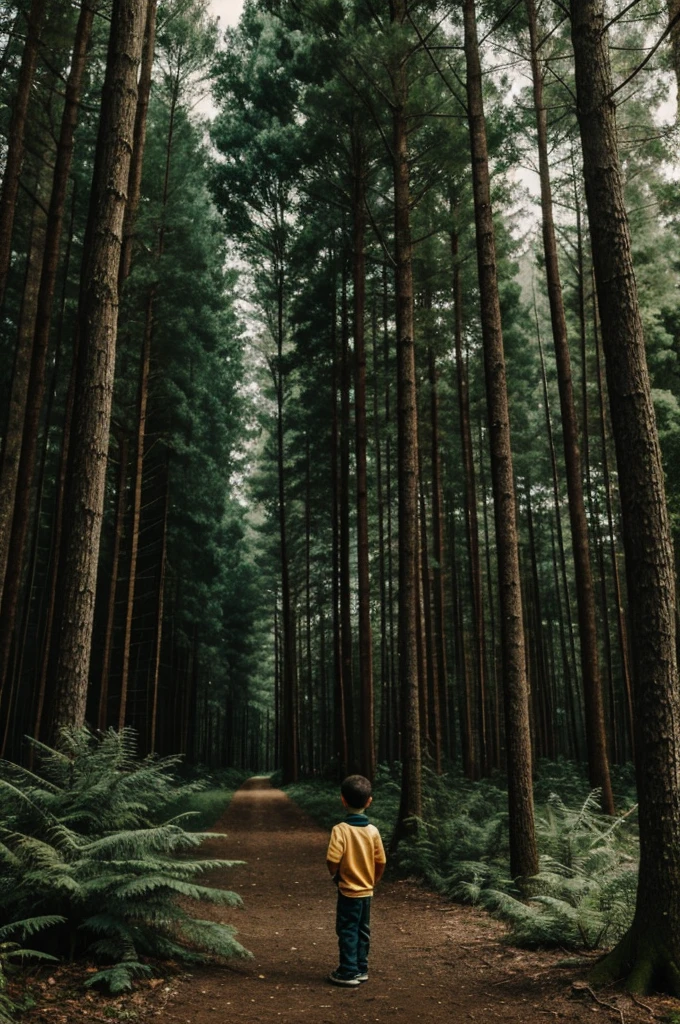 A boy in a mysterious forest