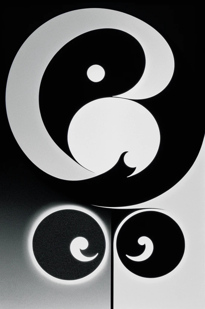 Yin and yang with sun and moon in black and white