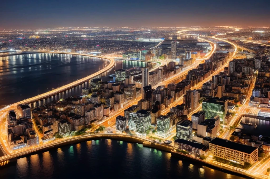 City night view from the sky