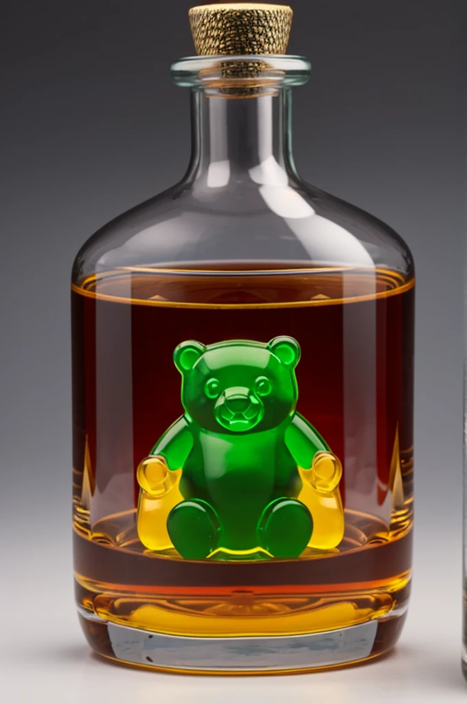 2d animated gummy bear with alcoholic bottle
