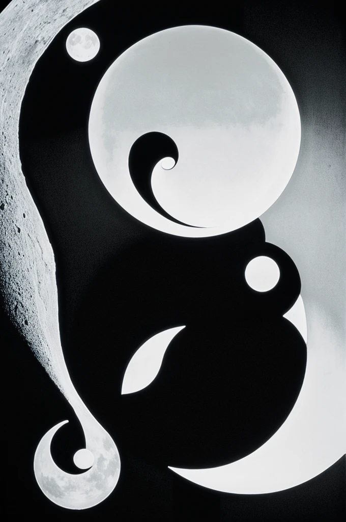 Yin and yang with sun and moon in black and white