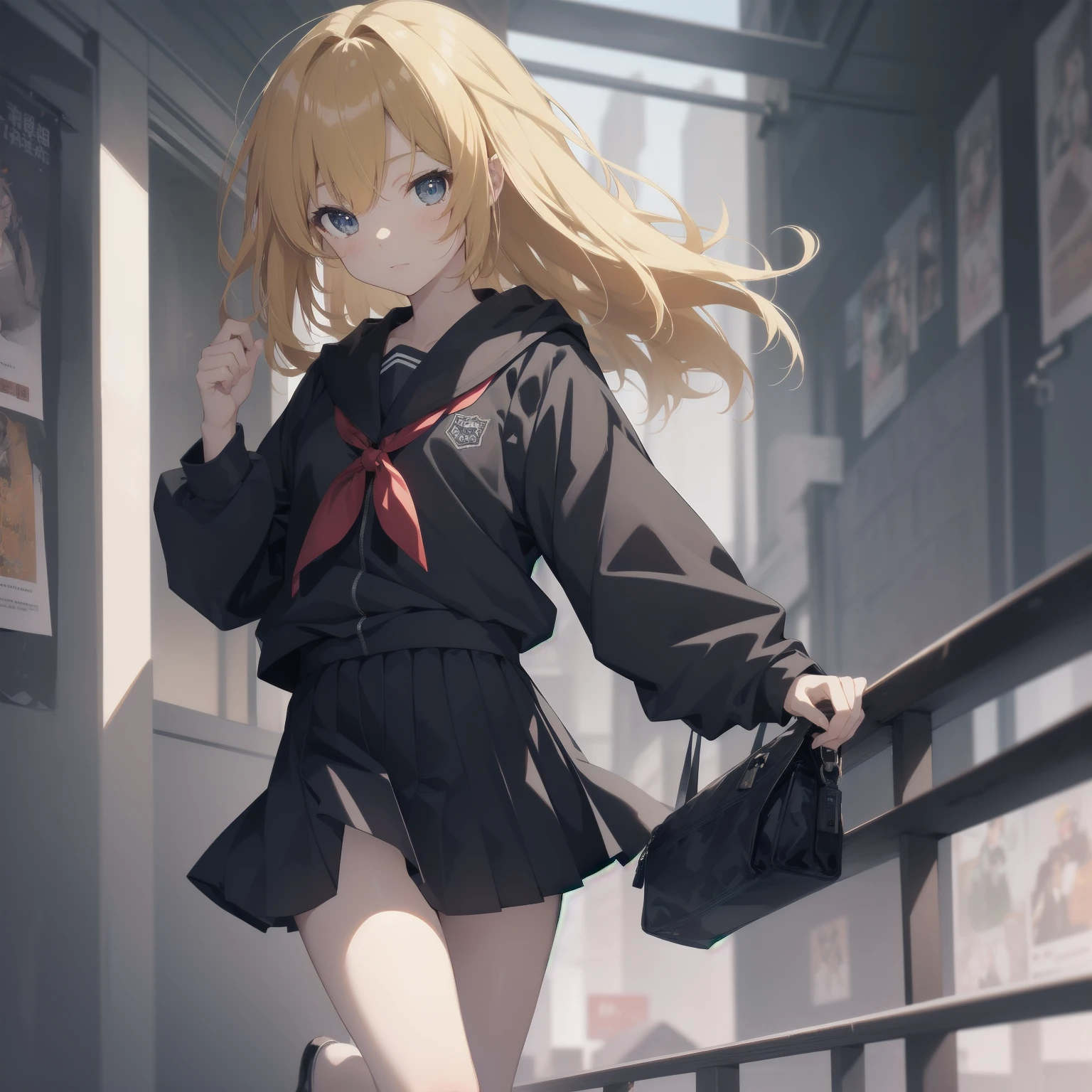 ultra-absurdres-Top quality by artist God, ultra-detailed, high resolution, anime moe artstyle, best anime 8k konachan wallpaper, pixiv contest winner, pool:2810, perfect anatomy,break, 1girl, (Please draw a girl walking sleepily to school alone. )break,(Solo,little female, -yeld:1.Full limbs, complete fingers,a junior hihort hair), short cut, flat chest, , small butt, small black eyes, beautiful detailed eyes, well-proportioned iris and pupils, expressive eyes, highres detailed hair, soft expression, salor school_uniform, sailor collar, serahuku, bow, pleated skirt,(Detailed Lighting), (Detailed background), in the School commute route. break,super detailed skin, Best cinematic lighting powered by famous artist, 8k,beauty illustration,photoshop_(medium),very aesthetic,break,((artist:saiguchi_otoufu )), artist:clamp ,artist:carnelian ,artist:kantoku ,