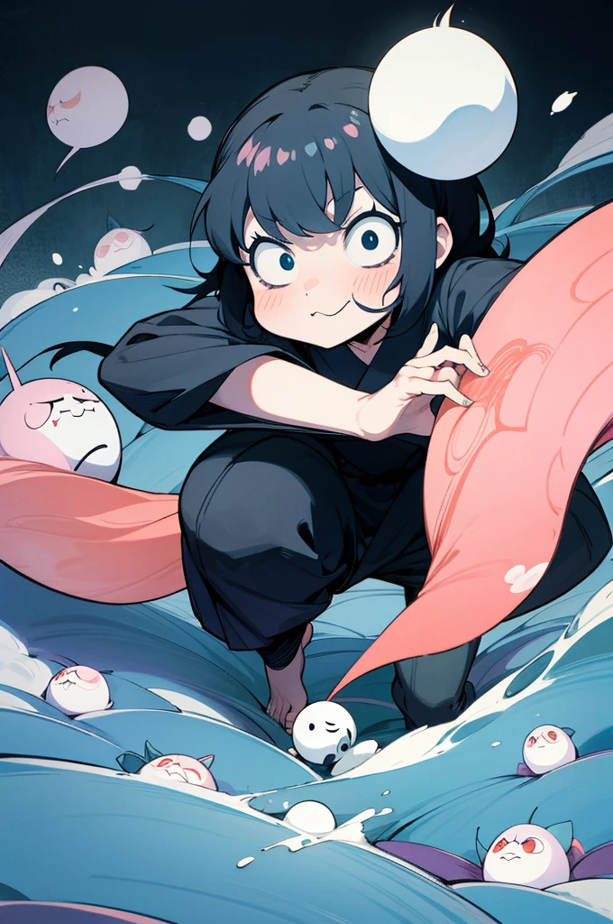 Panels manga, bulles manga, omori art style,humans cute,yokai