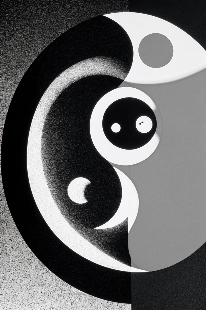 Yin and yang with sun and moon in black and white 
