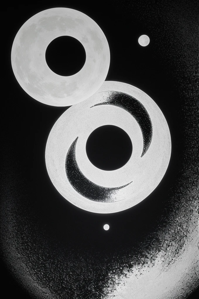 Yin and yang with sun and moon in black and white
