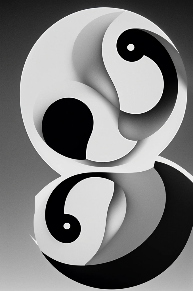 Yin and yang with sun and moon in black and white