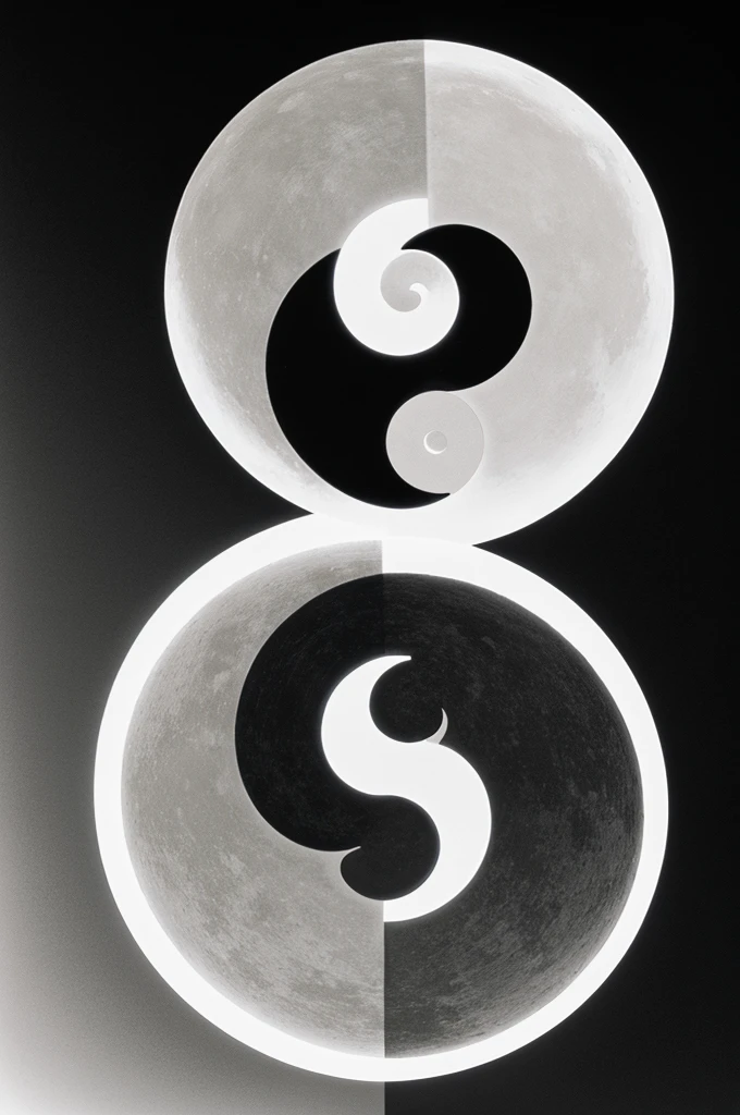 Yin and yang with sun and moon in black and white 
