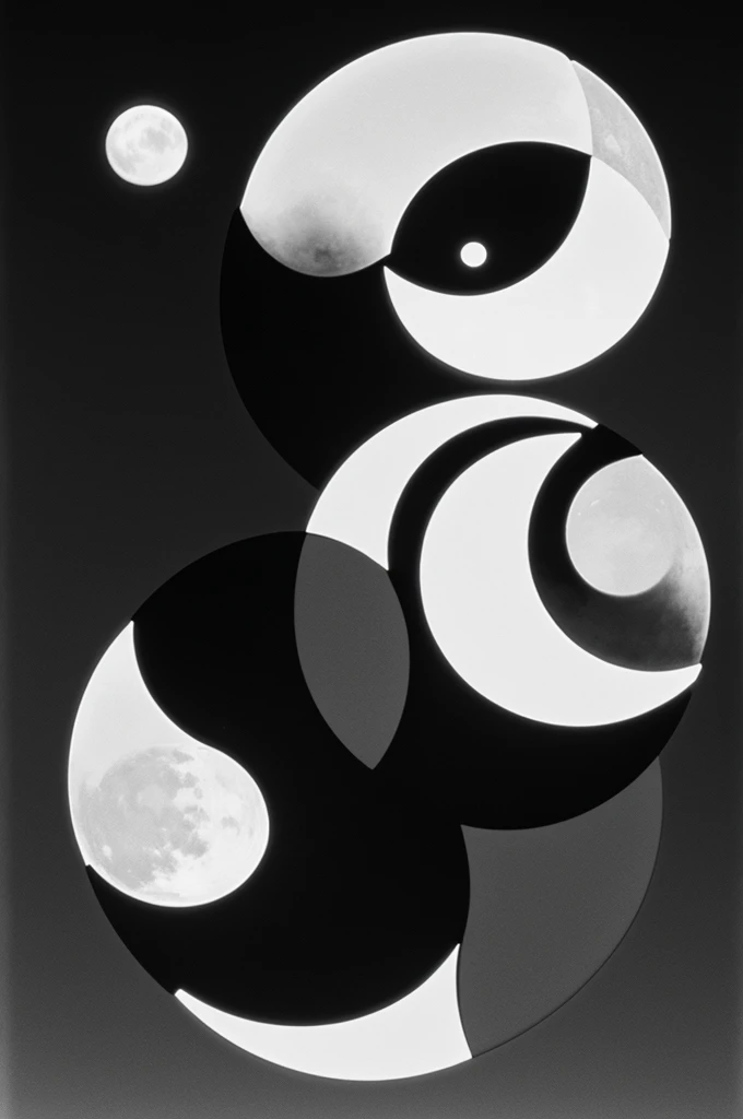 Yin and yang with sun and moon in black and white