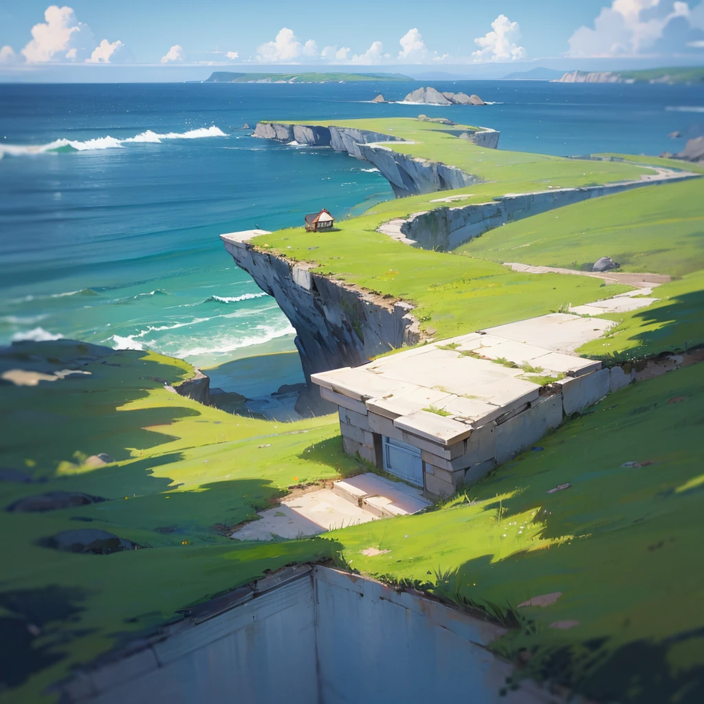 A landscape with a view of the sea and a toad