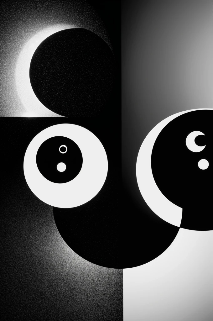 Yin and yang with sun and moon in black and white 
