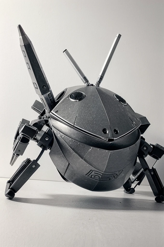 Make a picture using a 2D pencil without color on paper like the picture of a bored student. Make a picture of a robot crab and name it under Yogik Giyan.