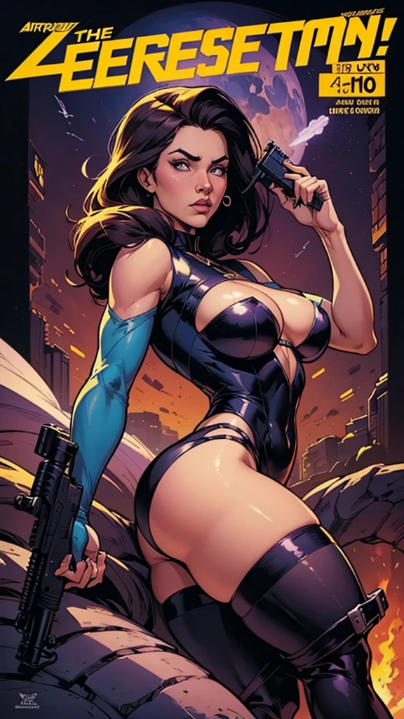 a close up of a cartoon of a woman with a gun, artegerm comic, zenoscope, Chris Moore. artegerm, by Eddie Mendoza, beautiful comic art, not artegerm style, ivan talavera and artegerm style, Artegerm and Warren Louw, artegerm e lois van baarle
