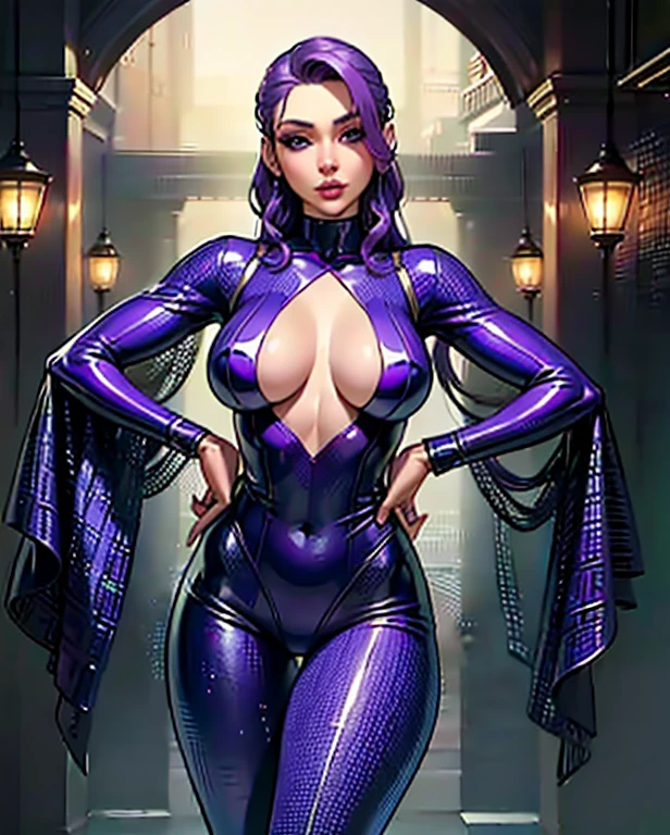 (night, realistic light, best quality, 8k, masterpiece: 1.3)), Permanently installed, Permanently installed 1girl, Perfect body and beautiful curves: 1.4, (purple hair, big breasts: 1.3), (split: 1.2), purple bikini, sexy pose, Super thin face, delicate eyes, stylish hair, Detailed hair, dark purple eyes, delicate eyes, red lipstick, beautiful lips, anime style, Very detailed