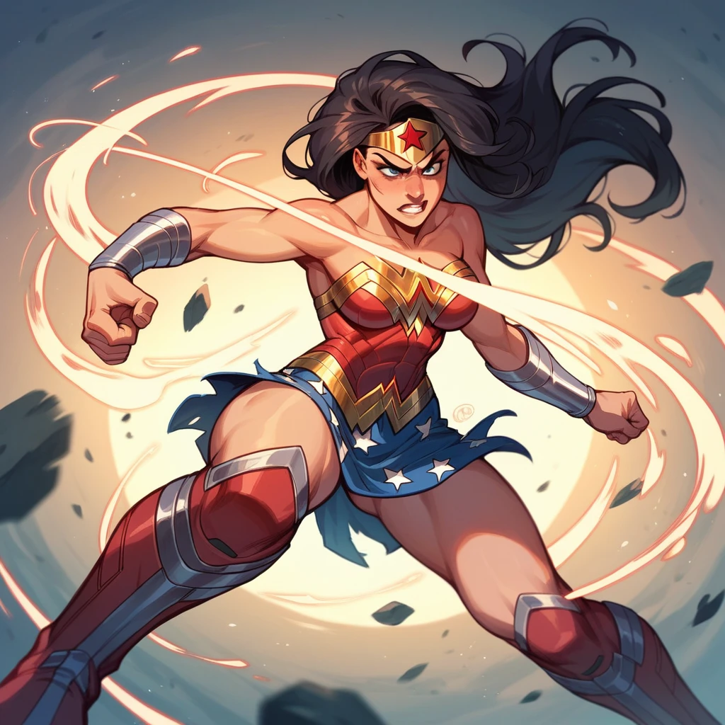 Wonder woman fighting by marvel Deadpool