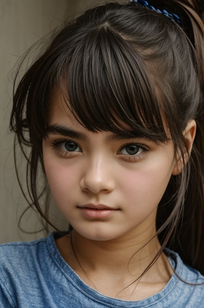 a masterpiece portrait of a beautiful young girl with a small face and a cute expression with a black cat, wearing a blue headband, in a , shot with a DSLR camera, high-quality 8k UHD image with realistic skin details, detailed facial features, rim lighting, and a beautiful bokeh background, with a beautiful smile