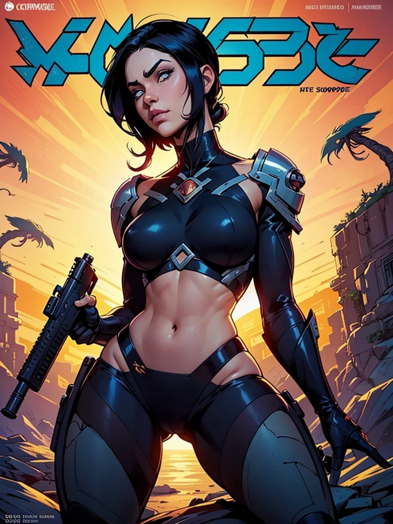 a close up of a cartoon of a woman with a gun, artegerm comic, zenoscope, Chris Moore. artegerm, by Eddie Mendoza, beautiful comic art, not artegerm style, ivan talavera and artegerm style, Artegerm and Warren Louw, artegerm e lois van baarle
