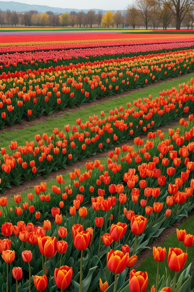 tulip field,varied colors