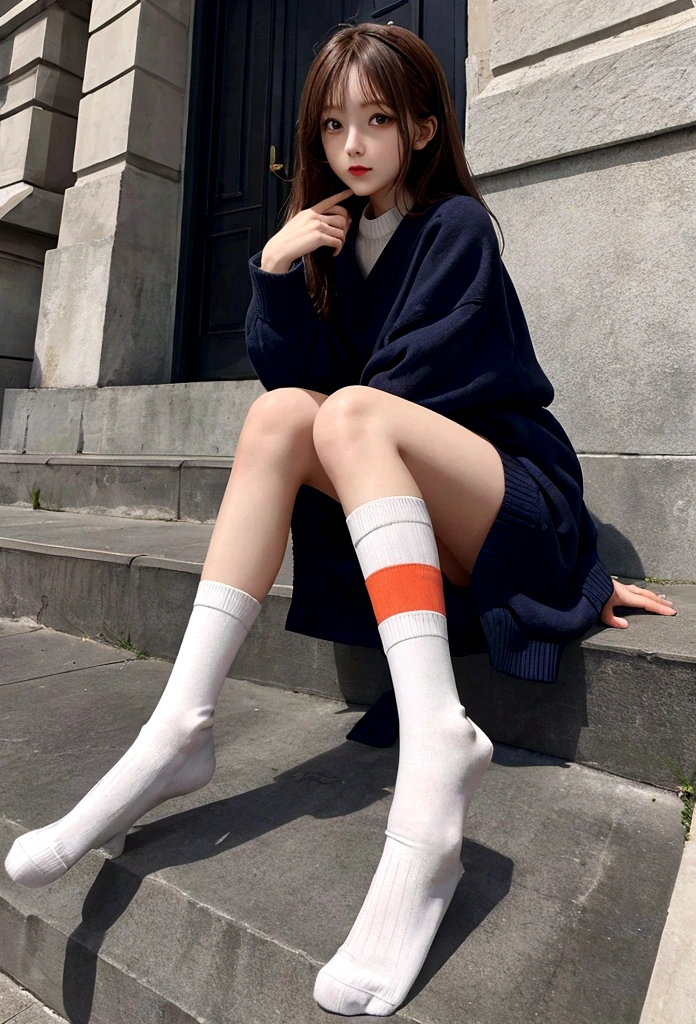 Girl&#39;s legs in loose socks