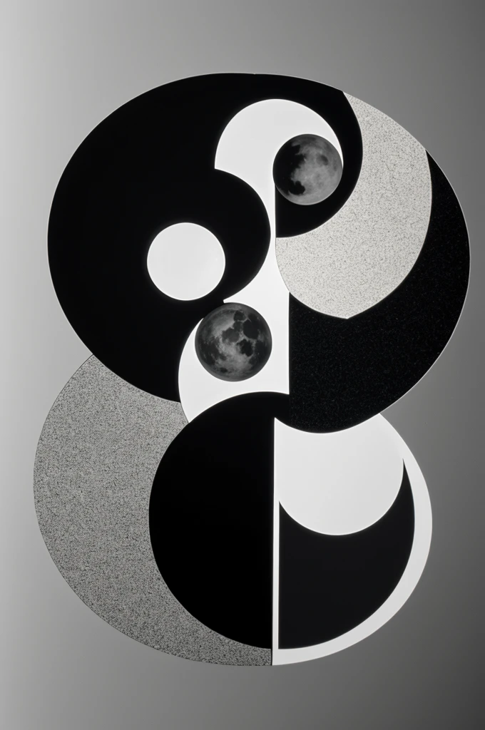Yin and yang with one half with the sun and the other half with the moon in black and white