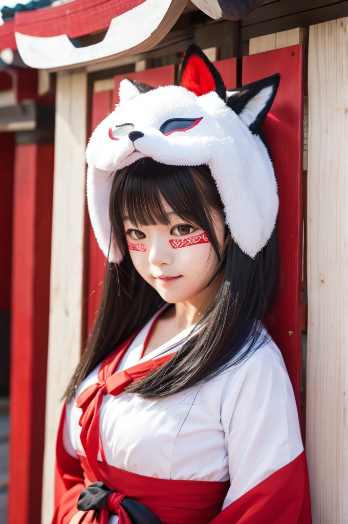 Shrine maiden fox mask composure