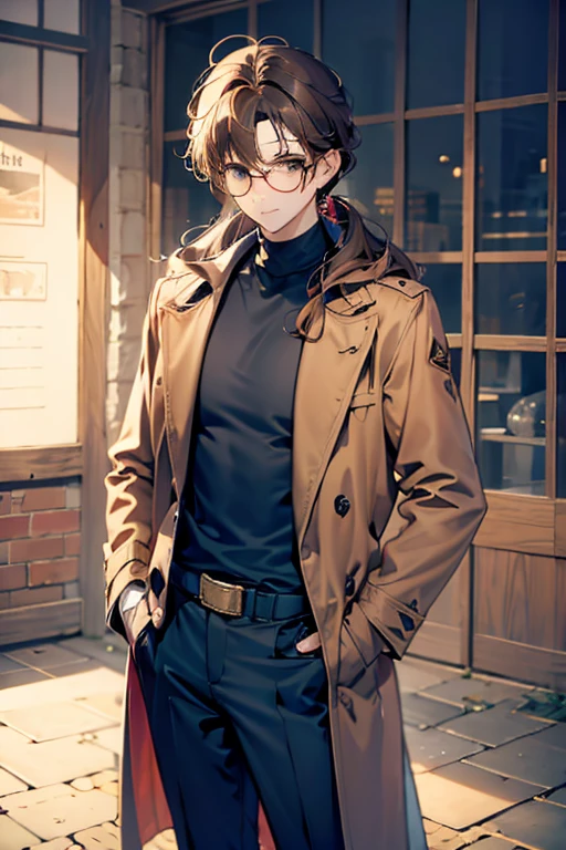uncle Glasses cool Brown coat