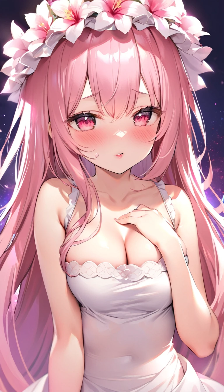 {{{{{16k,Ultra High-resolution realistic romantic photo of Reconstituting a slutty girl as a pure embarrasslng virgin as pretty as a actress in the romantic flower field at deep night, The way she embarrassed herself is adorable, she transforms into a cute girl of third ranks higher and radiates glowing charm, expressing femininity all over her body while being made into an adult, The more shy she is, the smaller and neatly her face becomes}}}}},{{Extremely detailed}},{{{{{dye her cheeks flush and integrated her head pure small, thick lips, Enchanting thick gross idol's Lips}}}}},{{{{{the best glossy bang neat voluminous virgin hair}}}}},{{{{{She get more attractive and smoother her body, The bigger her tits get, the thinner her bare waist gets, her breasts have become large, soft, and cleavage-like as she's carefully rubbed them, She's trying to make a cleavage with her hands over her growing tits, She is a slut, but she is transformed into a pure virgin, and her expression and appearance are transformed into that of a pure, unused virgin, so clean and pure and soapy that there is no trace of her slutty past}}}}}