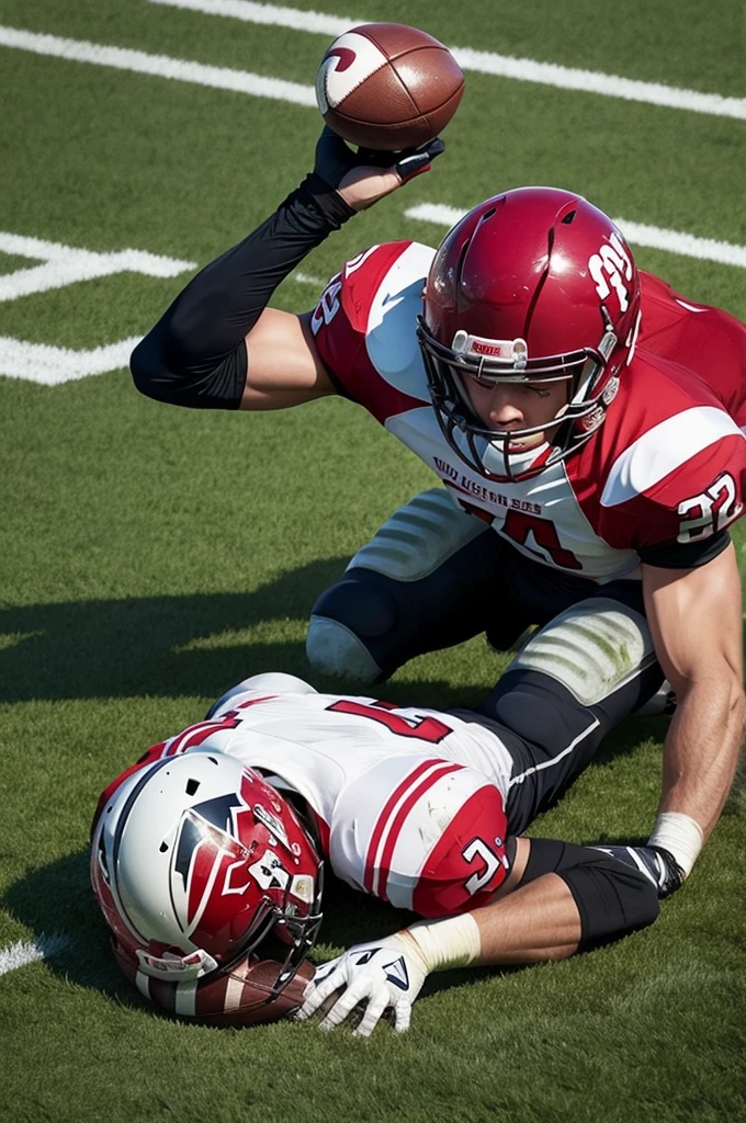 Football player bleeding on the field
