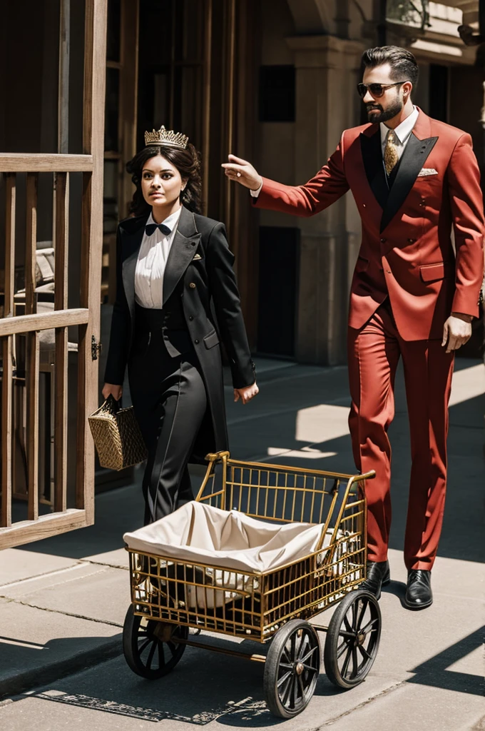 King and queen escape disguised in a cart