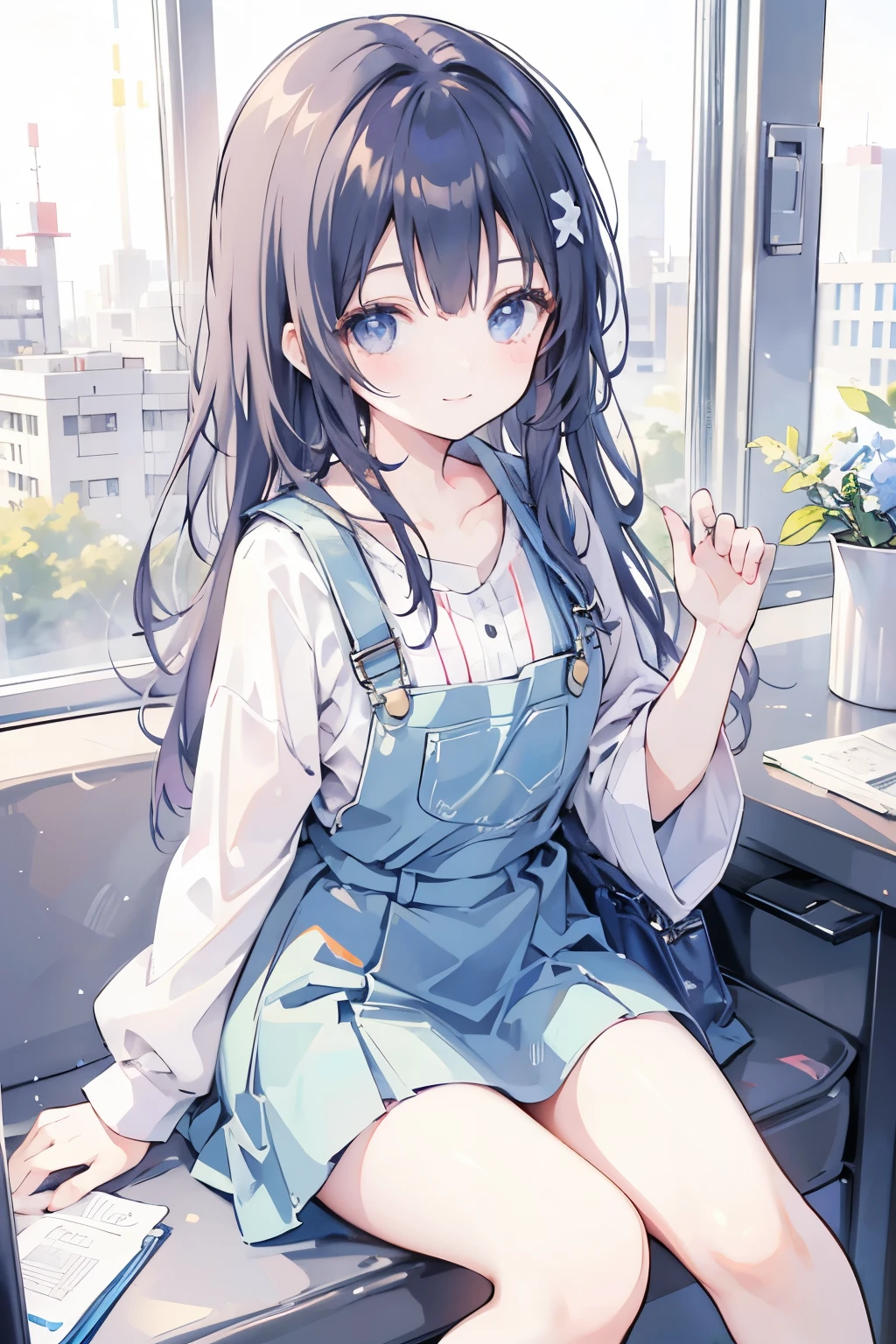sitting in the classroom, no clothes girl