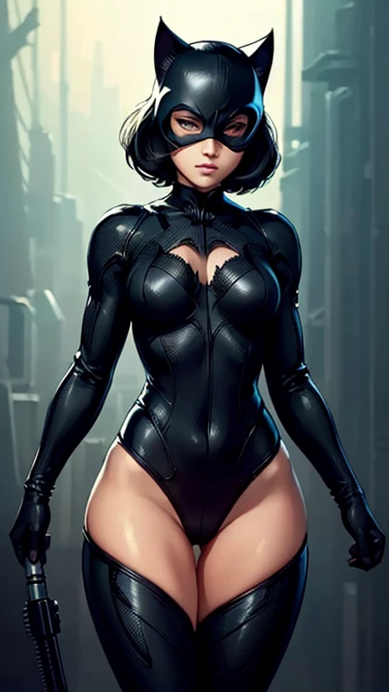 (masterpiece, highest quality, best quality, official art, beautiful and aesthetic: 1.2), (1girl), extremely detailed, (fractal art: 1.3), highest detailed, lower boddy focus, lower body, HDR, ), vivid visual effects, (dynamic stripes, luminous traces: 1.2), girl, , nude, hip focus, sexy, narrow hips, Thin figure, completely naked, abs, slender, ppussy, pusy focus. Face out of shot, Detailed face, Detailed eyes, perfect face, perfect eyes, seras, wearing Catwoman costume, black helmet, black domino mask, exposed thighs