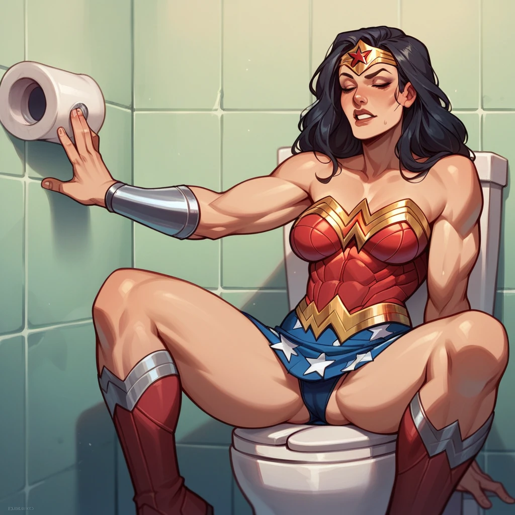 marvel Deadpool spit on Wonder woman in toilet  