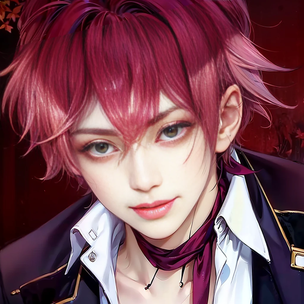 (absurdres, highres, ultra detailed, HDR), masterpiece, best quality, (masterpiece, best quality, high resolution:1.4),(Raw photography, top-quality, masterpiece, extremely delicate and beautiful, ighly detailed, nffsw, Unity, 8K Picture Wallpaper, amazingly detail, detaile, masterpiece, top-quality, Official art, Highly detailed ticker Unity 8k wallpaper, ultra-detailliert, hight resolution, ighly detailed, Clair, Focus,)(top-quality), (realisitic, Photorealsitic:1.5), (8K, Soft lighting, hightquality, lighting like a movie), 1boy, kind, gentle, skin pores texture, HD , Photography, movie, cinematic, portrait, Realistic, (8k, RAW photo, best quality, masterpiece:1.2), (realistic, photo-realistic:1.33), best quality, (detailed light-green color eyes), (suit), (coral colored hair), (16 years old), ((light pink suit)), (handsome), (young), portrait, smile, (background: Autumn maple forest), bust up, (muscular), (gentleman), detailed and realistic portrait of a boy, (fragile), (golden hour light), (British), (pale), (light pink hair), (pastel colored suit), (playful), (extremely handsome), (light red tie), (gentle smile), (Caucasian)