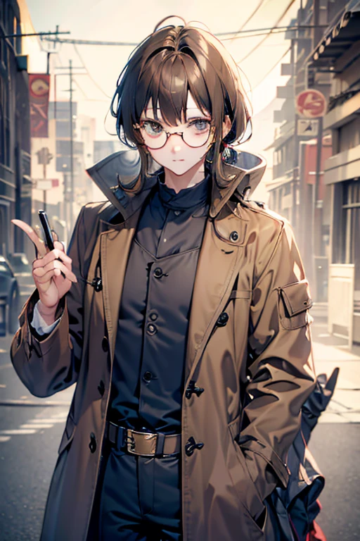 uncle Glasses cool Brown coat Are crying