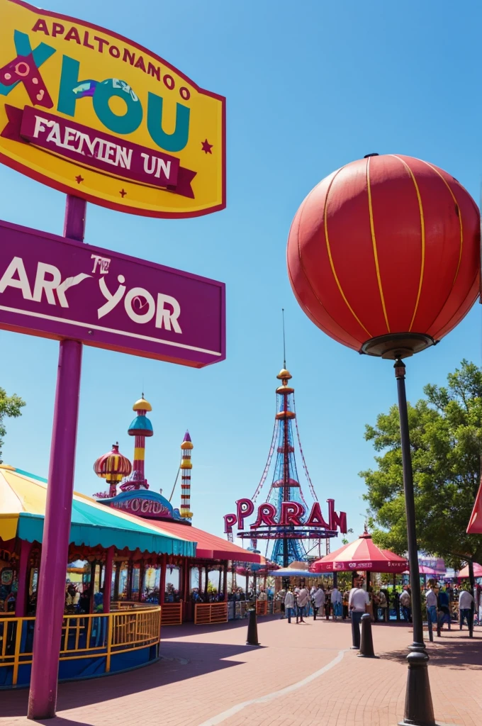 an amusement park with a sign that says “XOXO PARK”