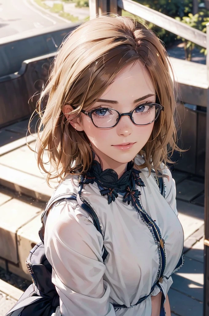 Masterpiece, 最high quality, high quality, High resolution, high quality texture, high quality shadows, High resolution, Beautiful details, Detailed CG, Detailed Texture, Realistic representation of face, Realistic, colorful, delicate, Cinematic Light, Side light, Lens flare, Ray Tracing, sharp concentrated, (1 Girl,concentrated:1.3), ( Intricate details, compensate, PureErosFaceV1:0.5), (細部まで美しいdelicateな顔, 緻密で美しいdelicateな瞳, Perfect Facial Proportions, Dense skin, Optimal ratio of four fingers to one thumb,Unified 8k wallpaper, Arms under chest, Modest chest, Wide Hips, Smooth upper abdomen, 35 years old, blue eyes, glasses, air fortress hair, blonde hair, house wife, the gaze of true love, lips of temptation, A look full of compassion ,a smile full of love, i love you, Acting lovey-dovey, I love you so much I'm crazy,
England, train, St. Pancras station, platform, big trunk, adventure journey, departing with my love in the morning, waiting for the train to arrive