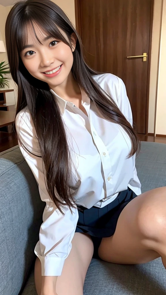 Raw photo、Ultra-realistic、Ultra detailed face、Detail lips、Detailed eyes、High school girl smiling showing her teeth、Long Hair:1.1、chest、Visible curves、Laughing with your mouth open 、Tokyo city角、 Whole body、( Slender body)、(Long Hair)、Big Breasts、Idol、(pastel colour)、18-year-old、Small face、Braid、 Tokyo city、Long beautiful legs 1.2、Curved waist、flower、uniform、blouse