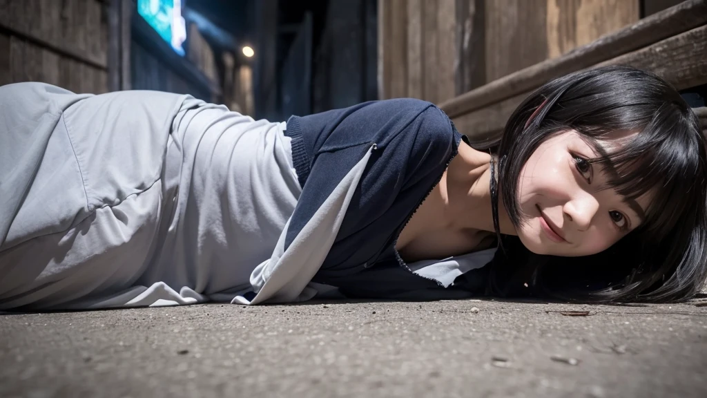 It was a ghost of the woman without a lower part of the body that appeared from darkness. She faced Shota with the wonderful speed while crawling on the ground using an elbow. Her face was pale, and the eyes were vacant, and a weird smile appeared on the lips.horror、dark