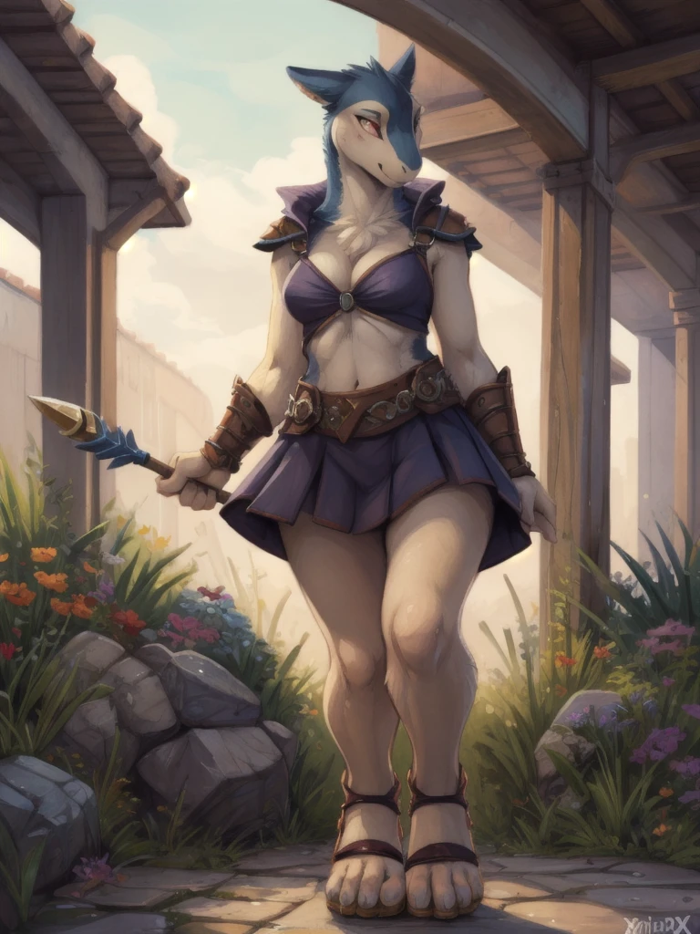 (masterpiece:1.2), (best quality:1.2), fullbody portrait, sharp focus, (8k), beautiful, high quality, (highres:1.1), detailed, extremely detailed 4K, extremely detailed, intricate, hyper detailed, illustration, soft lighting, high resolution, sharp detail, perfect lighting, (1girl, solo, adult female, mature female),
(by hioshiru:1.2), (by plagueofgripes:0.7), (by tom fischbach:1.1), (by iskra:0.8), (by zackary911:0.7), (by kenket:0.8), (by xnirox:1.3), (by cervina7:1.0), detailed_background, uploaded on e621,
Typhlosion, (detailed fur, fluffy fur), pokemon, pokemorph,
cute, shy, wearing gladiator armor, gladiator skirt, gladiator sandals, humanoid feet, holding a spear,
